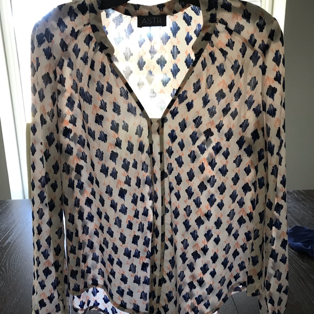 ASTR Blue/Peach Blouse Size S